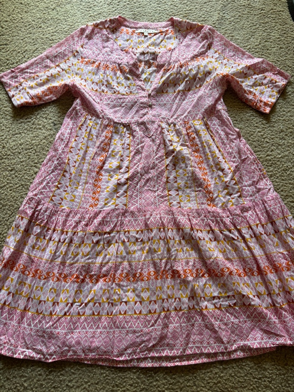 Xirena Billie Print Partial Button Down Boho Dress size S